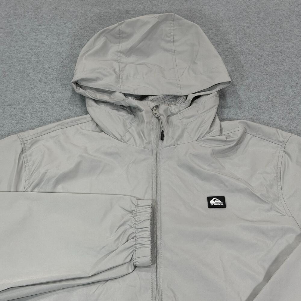 Quiksilver Windbreaker Jacket Gray Mens L Hood Zip Up Waterproof Dryflight NWT